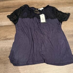 Cotton On Dark Purple Top with Black Lace